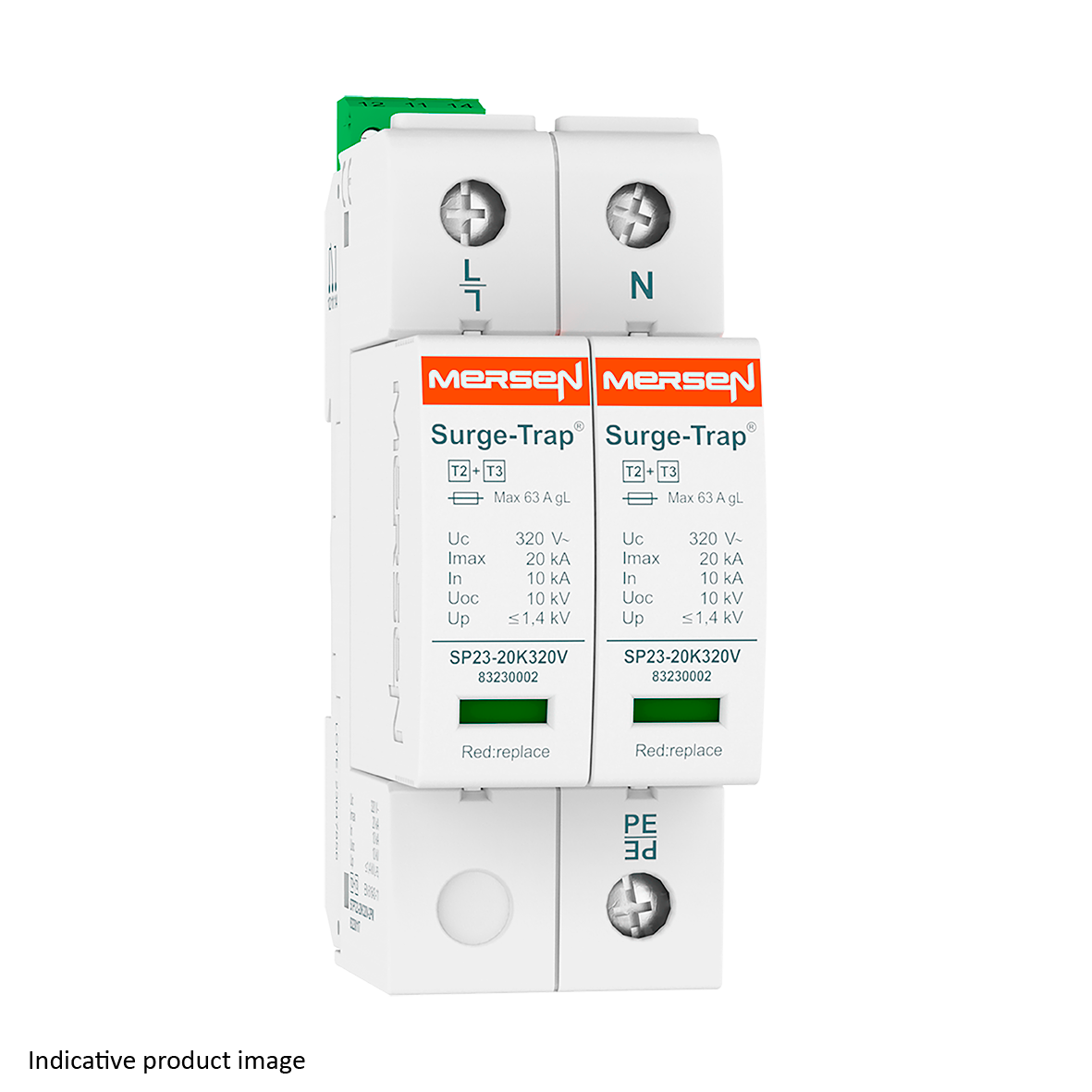 83230114 - SPD Type 2+3, 20kA, Uc150V, 2+0 TNS, 2 Poles, 2 Modules, Pluggable